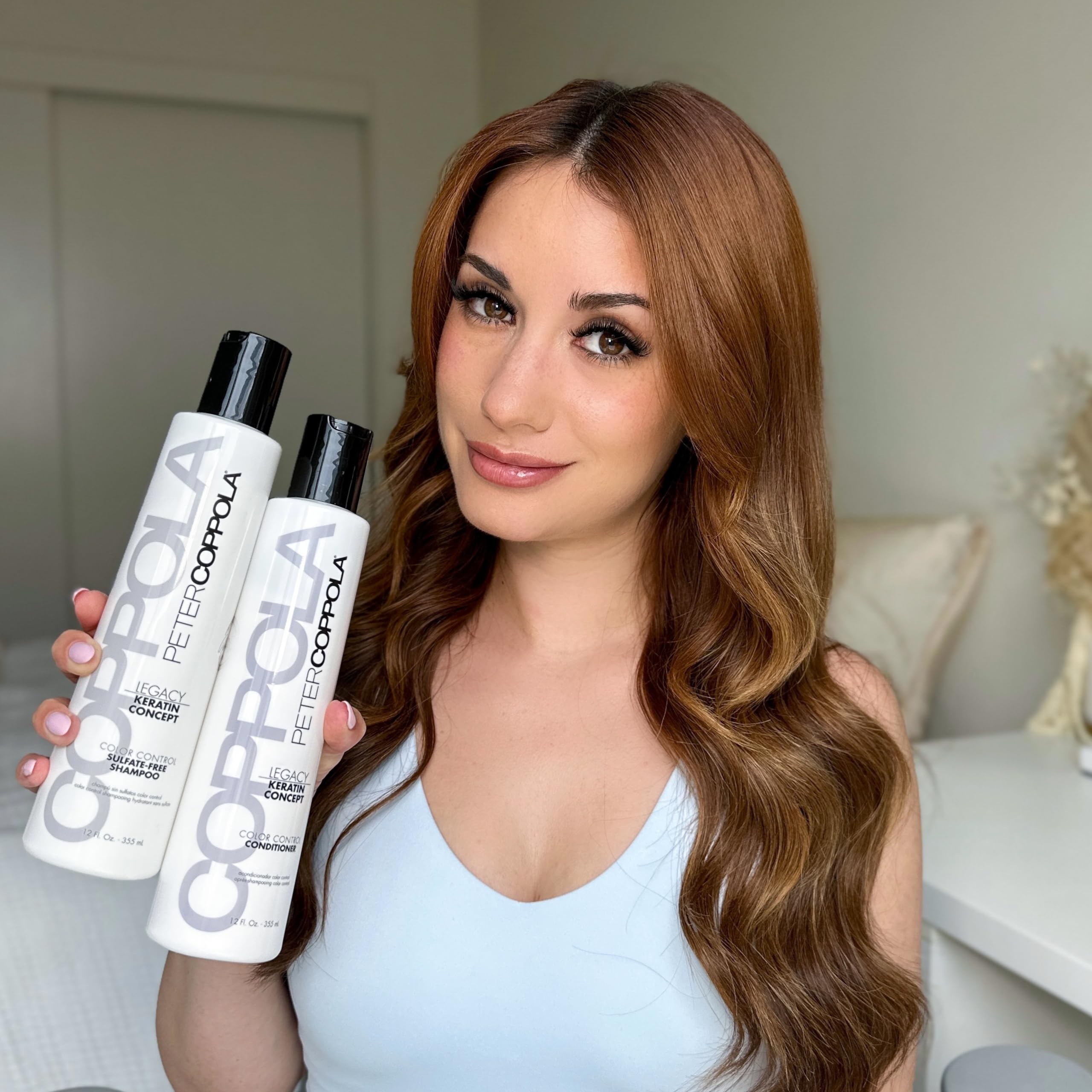 Peter Coppola Color Control Sulfate Free Shampoo & Conditioner Duo for Color-Treated Hair – Color Safe Keratin, 12 Fl Oz