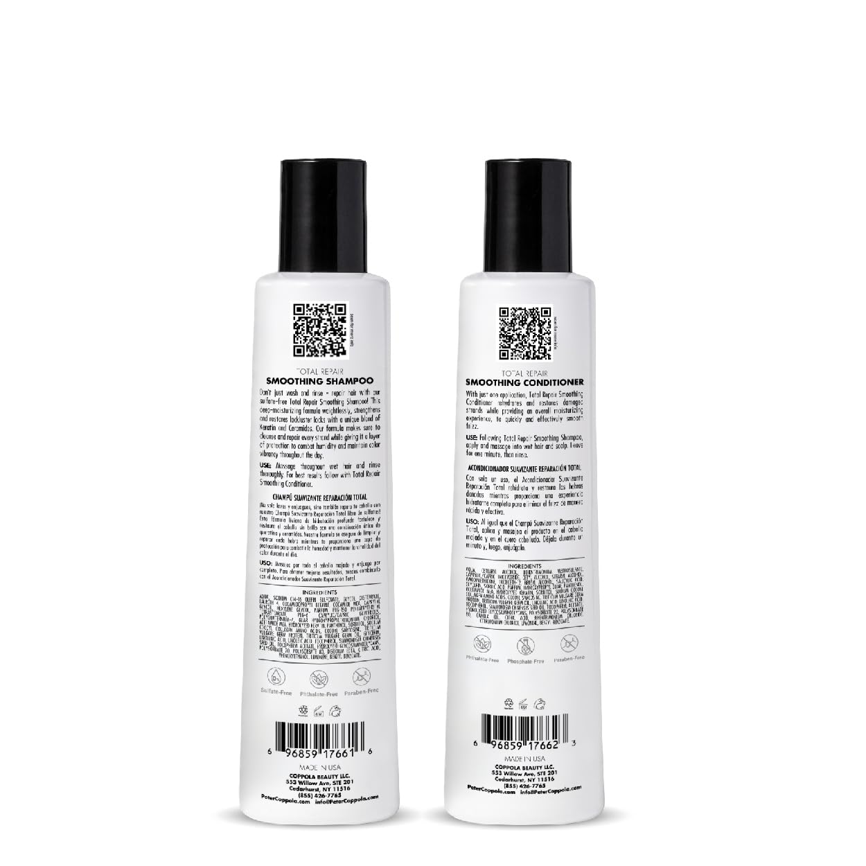Peter Coppola Total Repair Shampoo & Conditioner Duo – Color-Safe, Sulfate-Free Keratin Aftercare