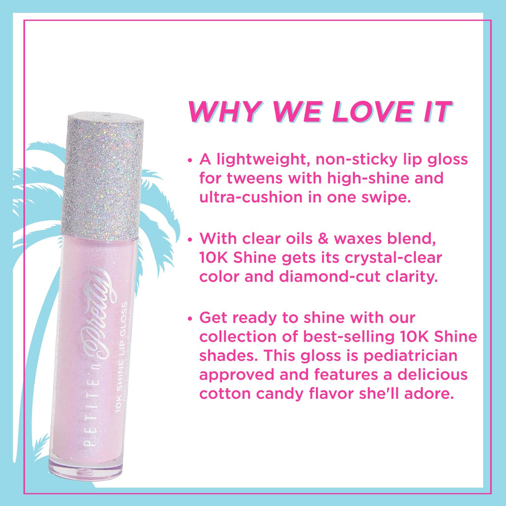 Petite 'N Pretty 10K Shine Lip Gloss for Girls – Shell Shocked, High Shine & Lightweight Hydration