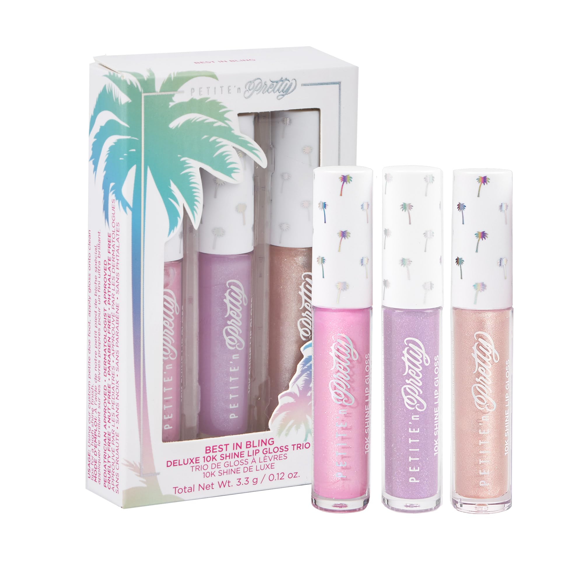 Petite N Pretty Best in Bling Lip Gloss Set – 10K Shine Trio for Kids, Tweens & Teens | Non-Toxic & Gift-Ready