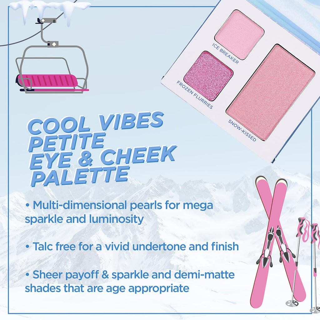 Petite 'N Pretty Sparkle Storm Gift Set for Kids, Tweens & Teens – Palette, Brushes, Lip Gloss & Glitter in Blue Sherpa Bag
