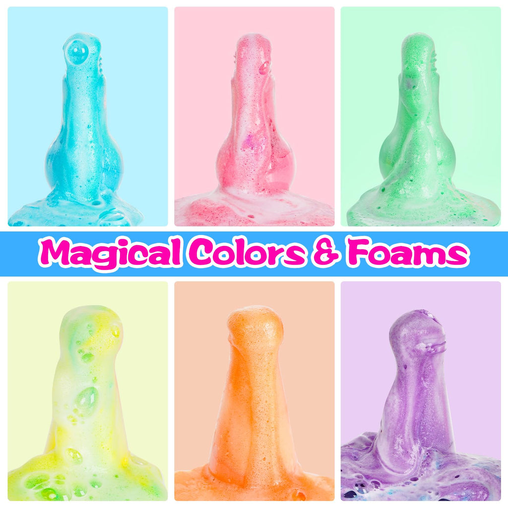 Petydore Bath Bomb Potion for Toddlers & Kids - 6-Pack Non-Toxic Colorful Fizzy Bath Toys
