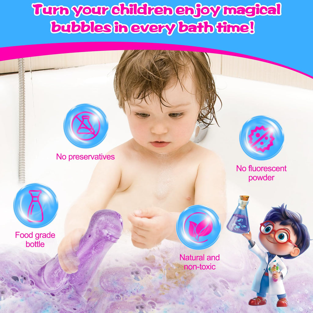 Petydore Bath Bomb Potion for Toddlers & Kids - 6-Pack Non-Toxic Colorful Fizzy Bath Toys