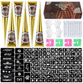 PFARRER Temporary Tattoos Kit – 6 Inks in 3 Colors, 133 Templates, DIY Body Art
