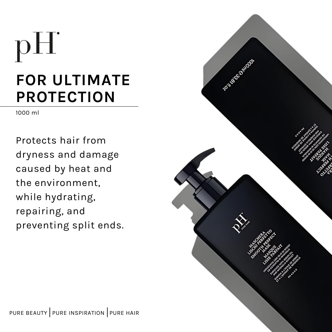 pH PURE HAIR Smooth Perfect Anti-Frizz Mask – Deep Conditioning for Damaged, Dry & Color-Treated Hair (Monoi Oil + Magnolia) 33.8 oz