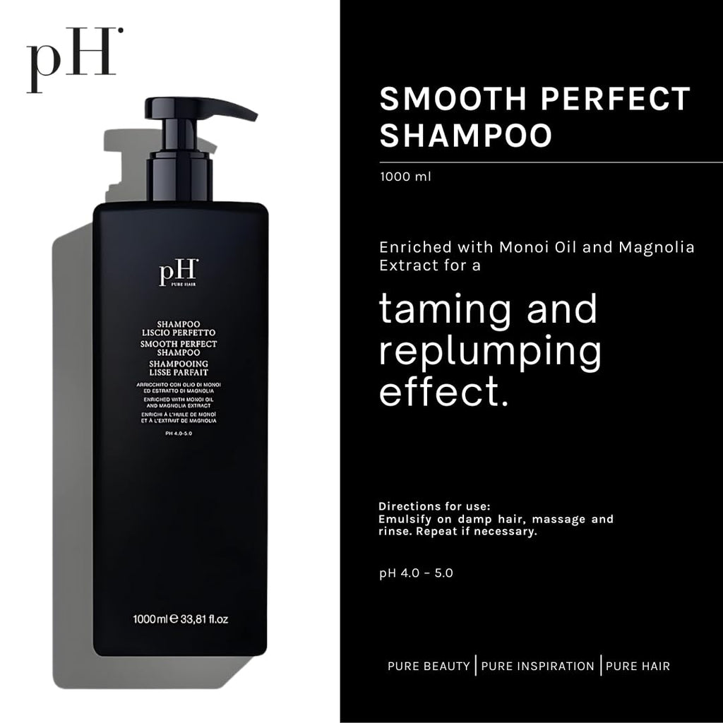 pH PURE HAIR Smooth Perfect Anti-Frizz Shampoo – Sulfate-Free Hydration for Color-Treated Hair | 33.8 oz
