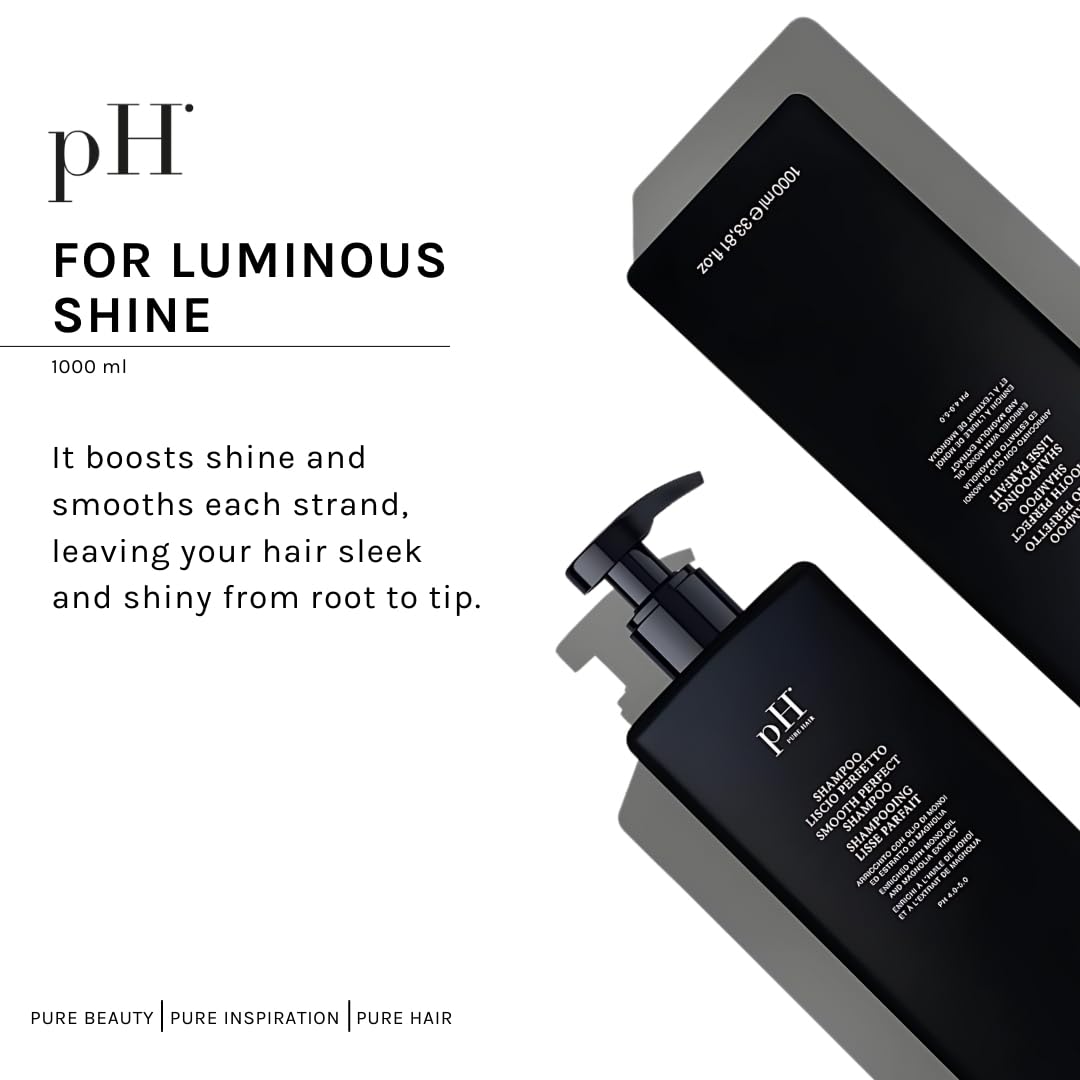 pH PURE HAIR Smooth Perfect Anti-Frizz Shampoo – Sulfate-Free Hydration for Color-Treated Hair | 33.8 oz