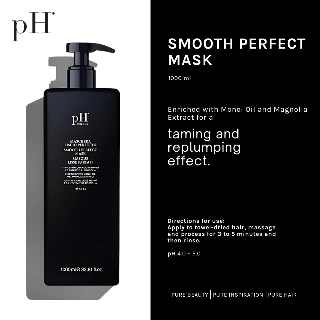 pH PURE HAIR Smooth Perfect Anti-Frizz Mask – Deep Conditioning for Damaged, Dry & Color-Treated Hair (Monoi Oil + Magnolia) 33.8 oz
