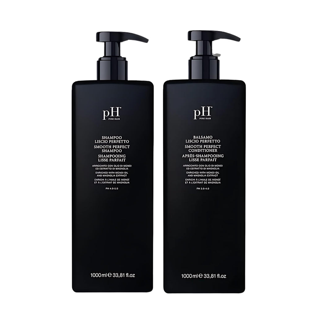 pH PURE HAIR Smooth Perfect Shampoo & Conditioner Set – Frizz Control, Hydration & Monoi Oil