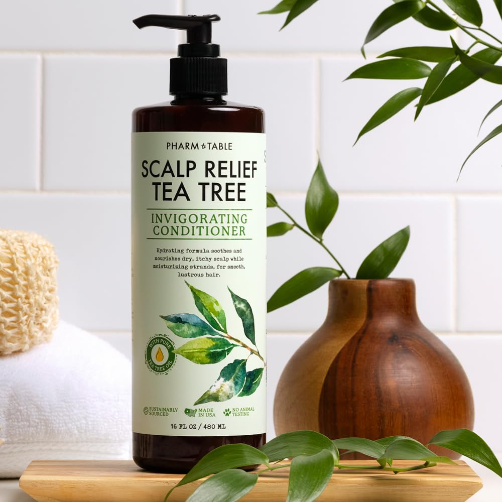 PHARM TO TABLE Tea Tree Conditioner | Detangler for Men & Women, Scalp Relief, 16.2oz