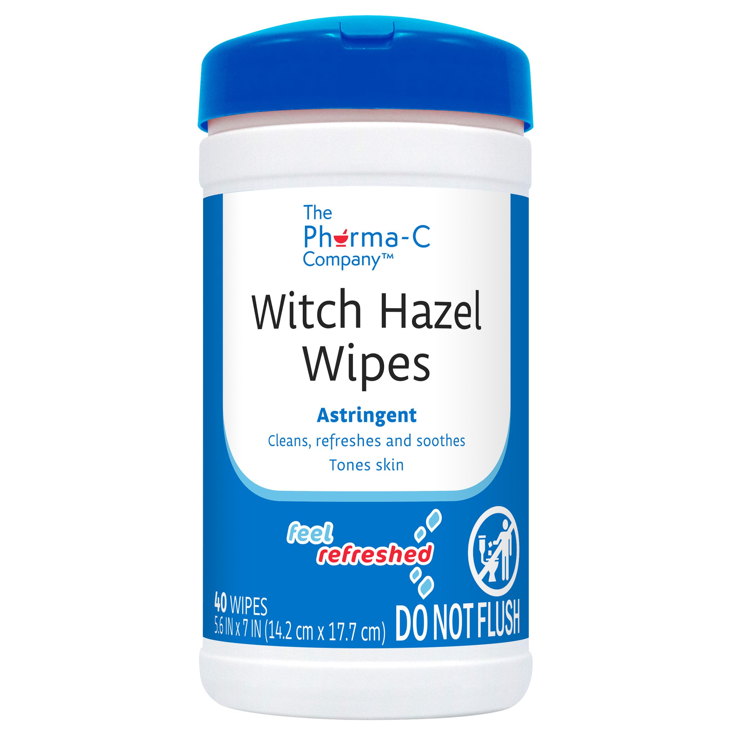 The Pharma-C Company Witch Hazel Wipes – Daily Toner & Astringent Cleansing Cloths (6 Canisters)