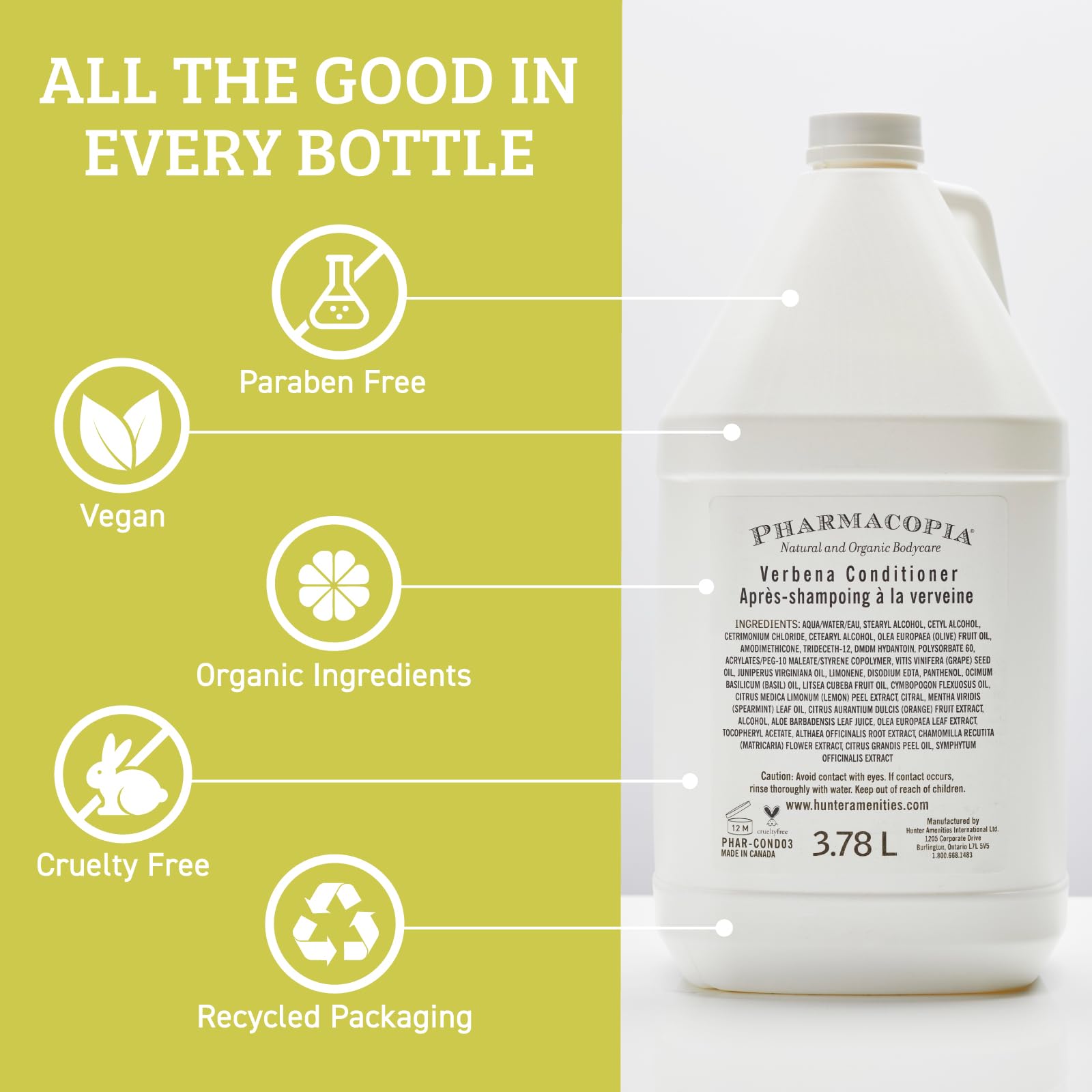 Pharmacopia Hotel Verbena Conditioner – Aromatherapy Hair Care with Natural & Organic Ingredients – Vegan, Cruelty-Free, 128 oz