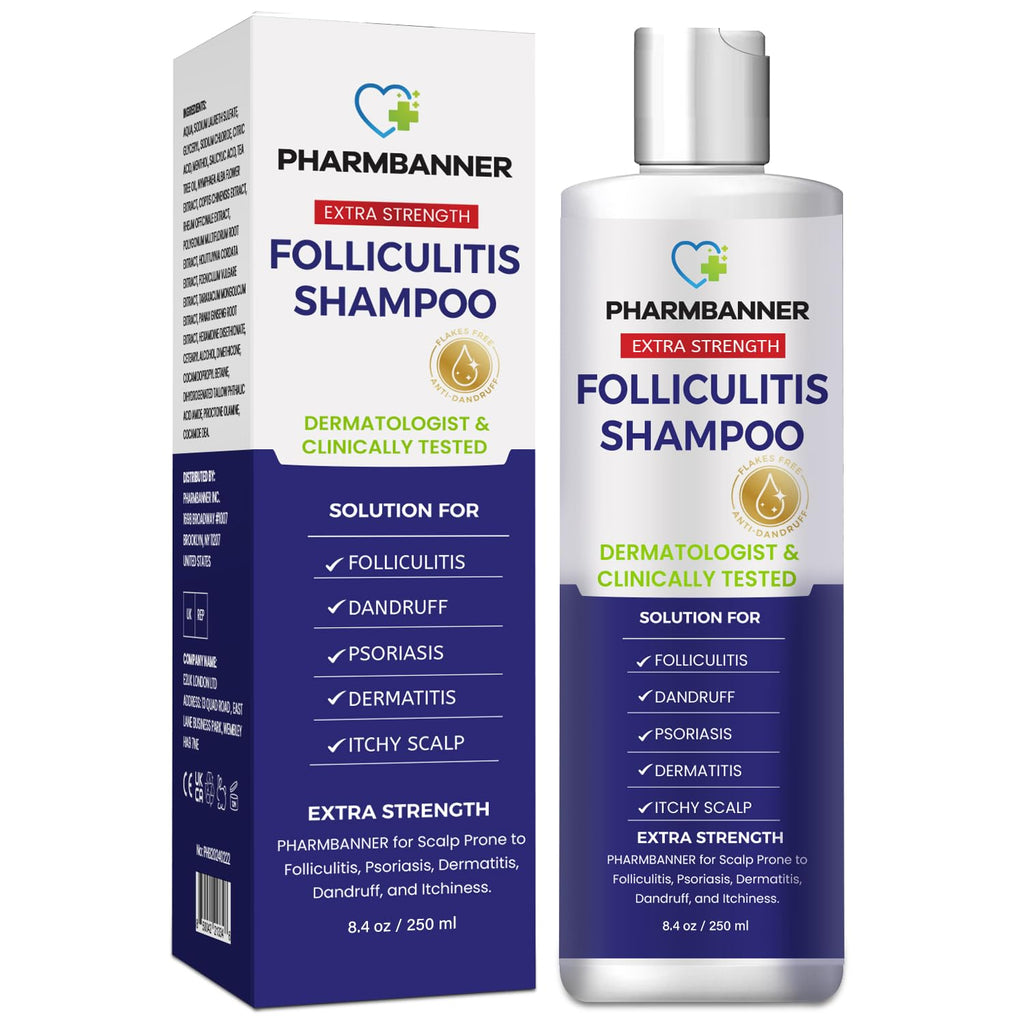 PHARMBANNER Anti-Fungal Shampoo for Folliculitis, Seborrheic Dermatitis & Scalp Psoriasis