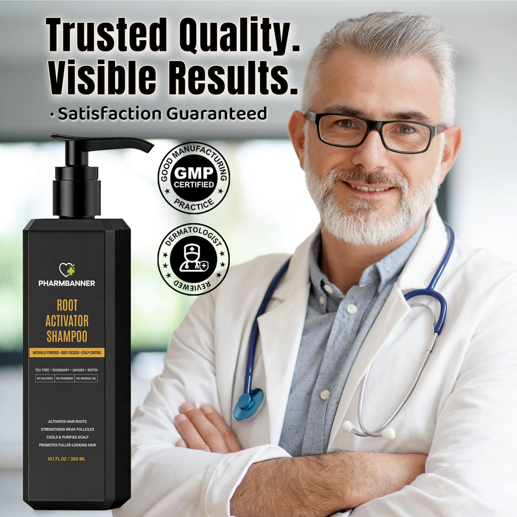 PHARMBANNER Root Activator Shampoo for Men – Hair Growth & Scalp Health, Sulfate-Free
