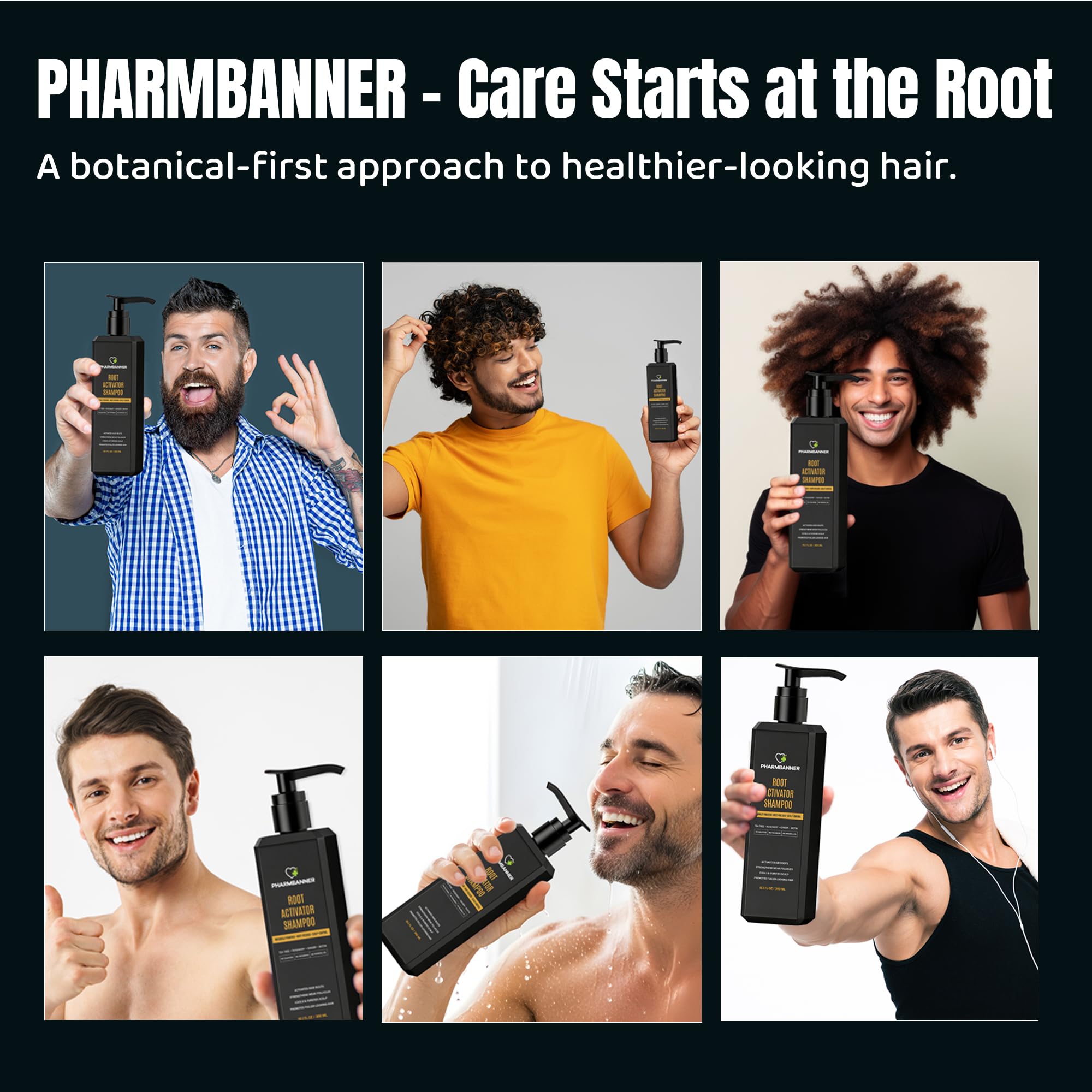 PHARMBANNER Root Activator Shampoo for Men – Hair Growth & Scalp Health, Sulfate-Free