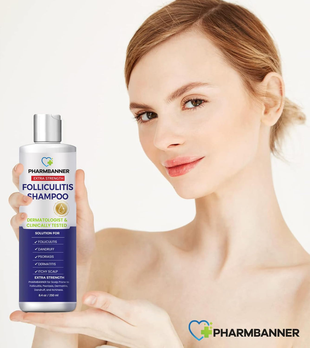 PHARMBANNER Anti-Fungal Shampoo for Folliculitis, Seborrheic Dermatitis & Scalp Psoriasis
