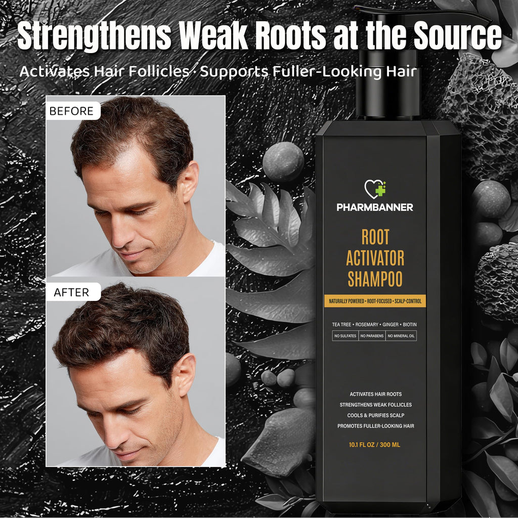 PHARMBANNER Root Activator Shampoo for Men – Hair Growth & Scalp Health, Sulfate-Free
