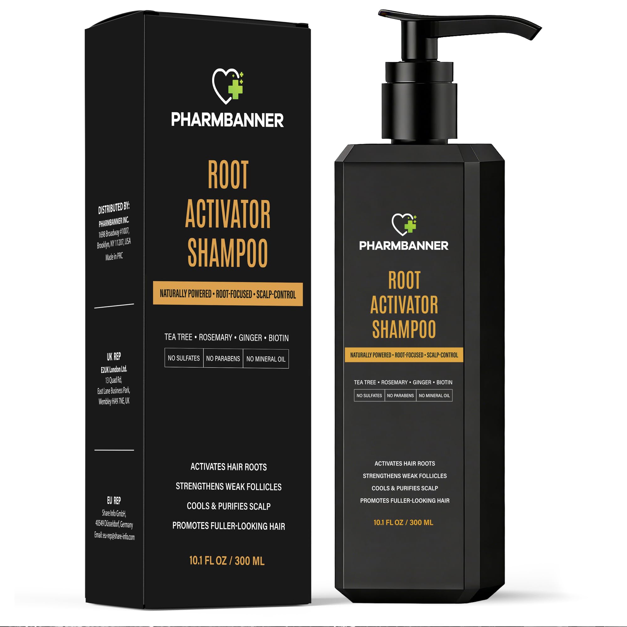 PHARMBANNER Root Activator Shampoo for Men – Hair Growth & Scalp Health, Sulfate-Free