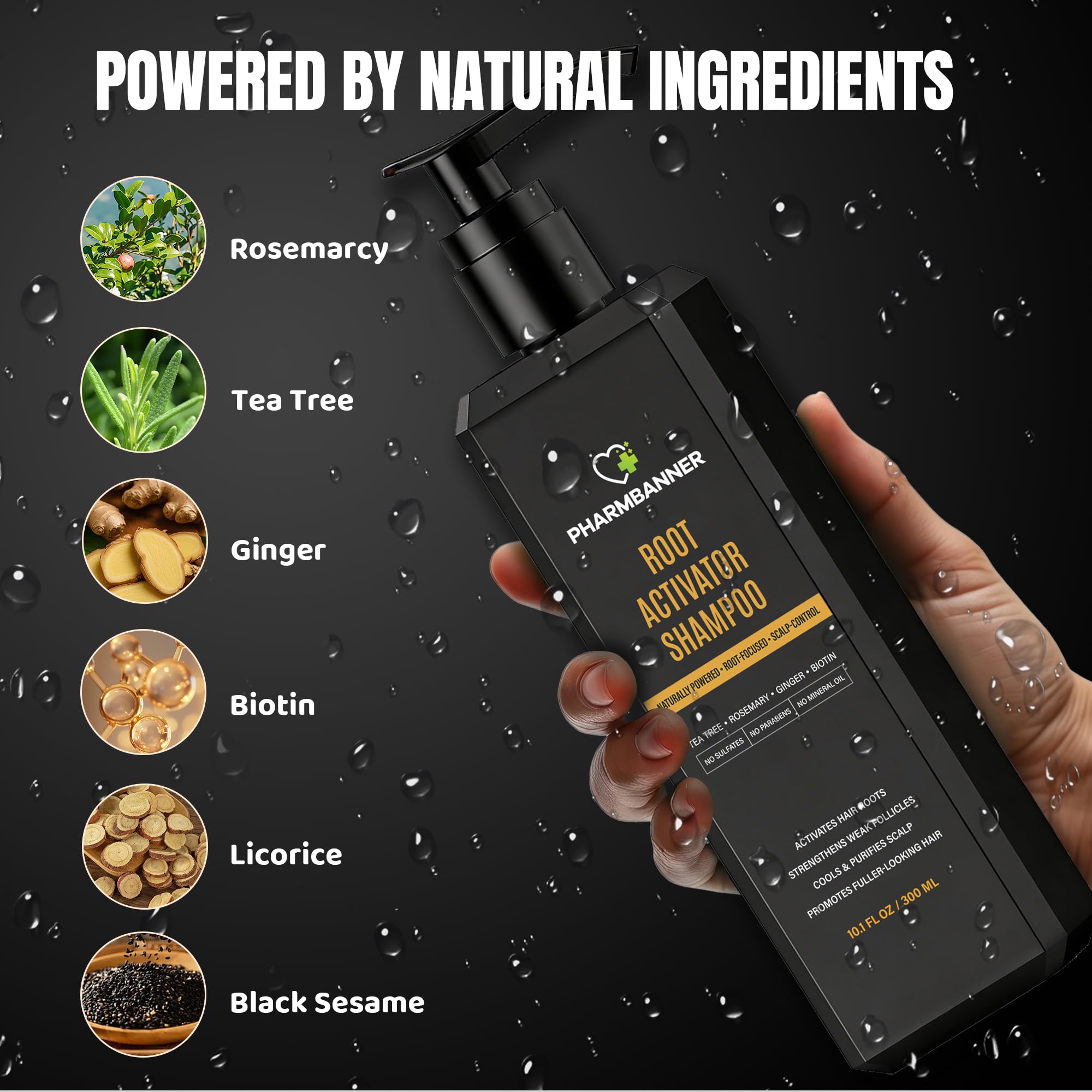 PHARMBANNER Root Activator Shampoo for Men – Hair Growth & Scalp Health, Sulfate-Free