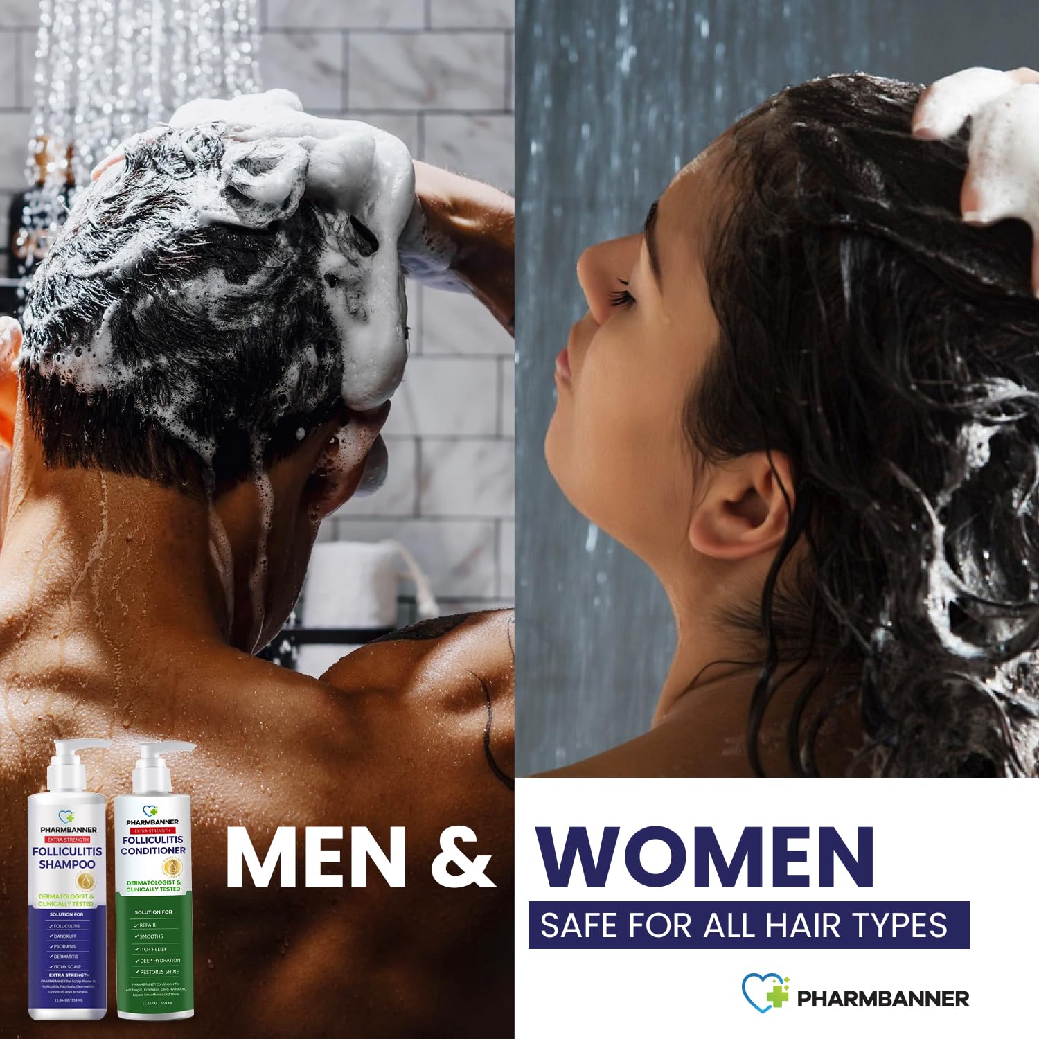 PHARMBANNER Anti-Fungal Shampoo & Conditioner Set – Tea Tree & Argan Oil for Scalp Care