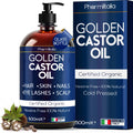 Pharmlitalia Organic Cold-Pressed Castor Oil – 500ml in Dark Glass Bottle for Hair, Skin & Nails