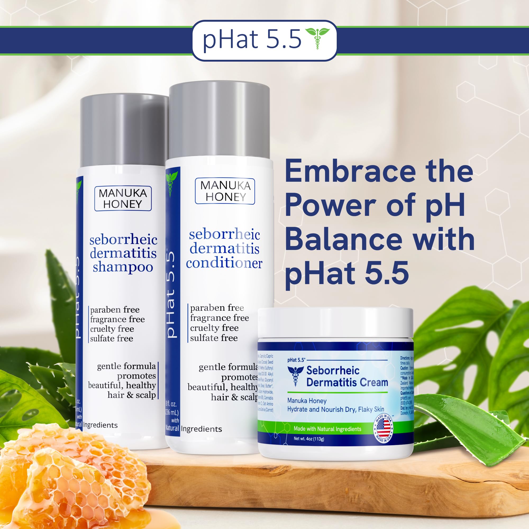pHat 5.5 Seborrheic & Atopic Dermatitis Gentle Face Wash with Manuka Honey | Sensitive Skin Cleanser