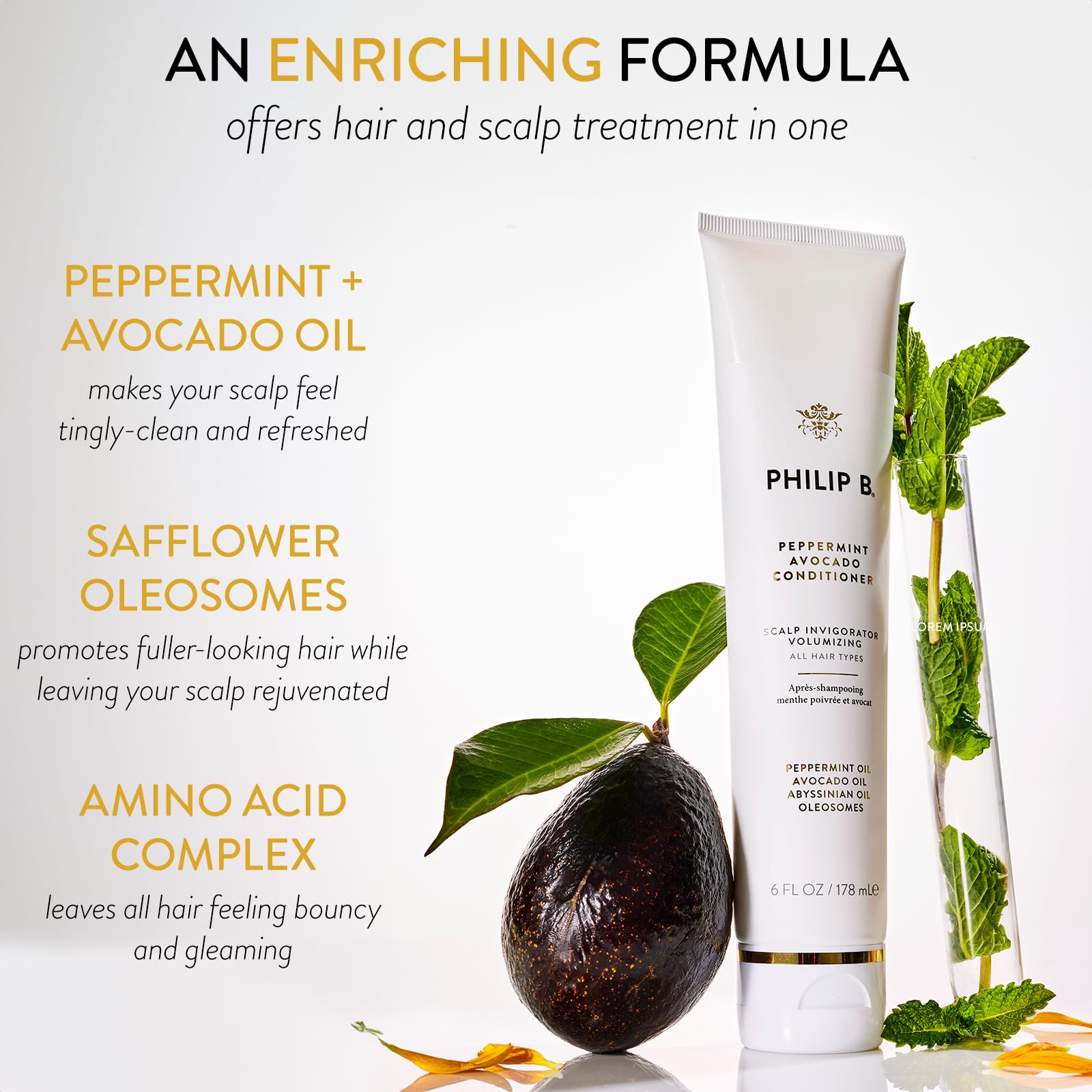 PHILIP B Peppermint Avocado Scalp Invigorating Kit – Shampoo, Conditioner & Scalp Massager