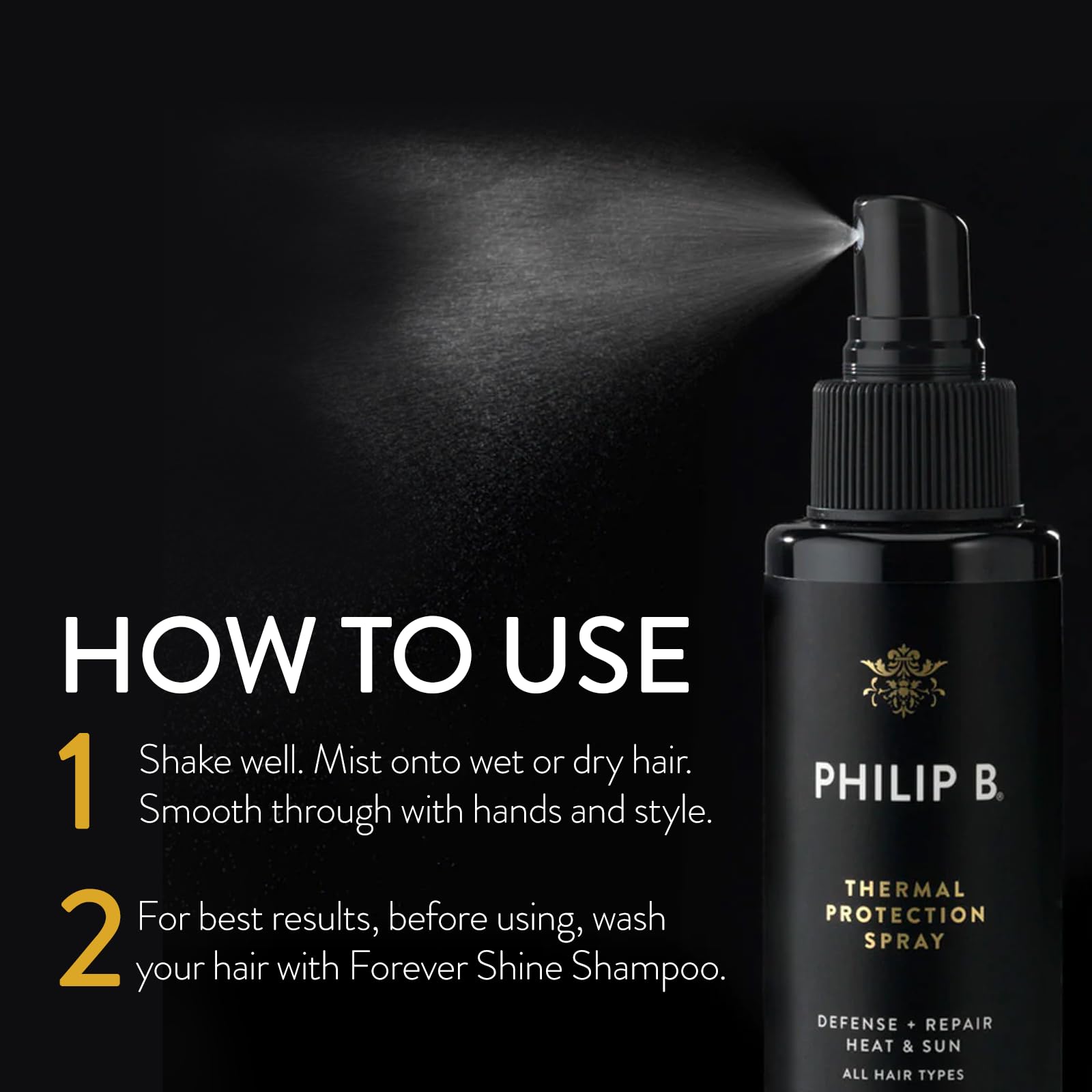PHILIP B Thermal Protection Spray 2 oz | Pre-Styling Primer for Shine & Heat Defense