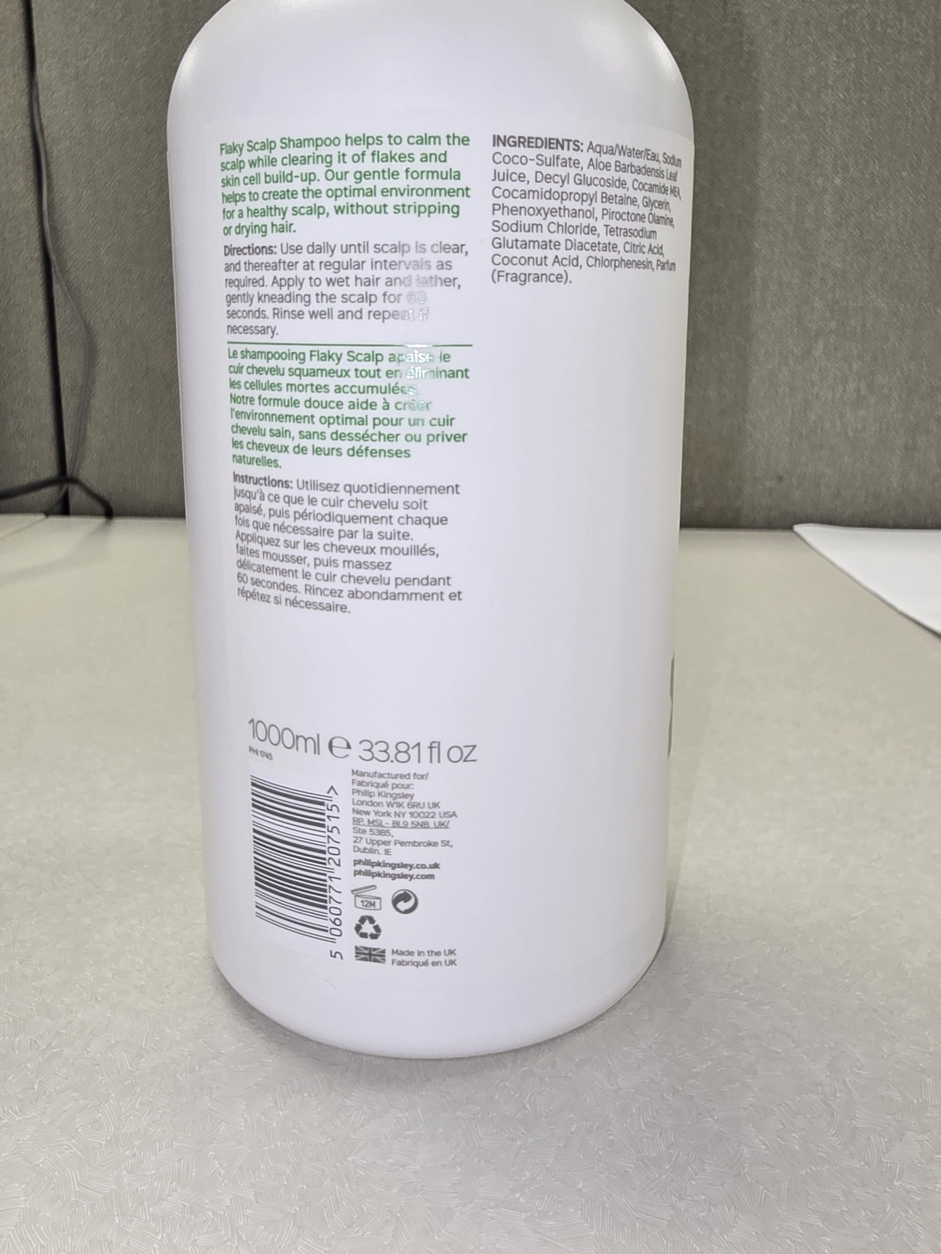 Philip Kingsley Flaky Scalp Shampoo | Hydrating, Calming Care for Flaky, Itchy, Dry or Oily Scalps | 1L Pump