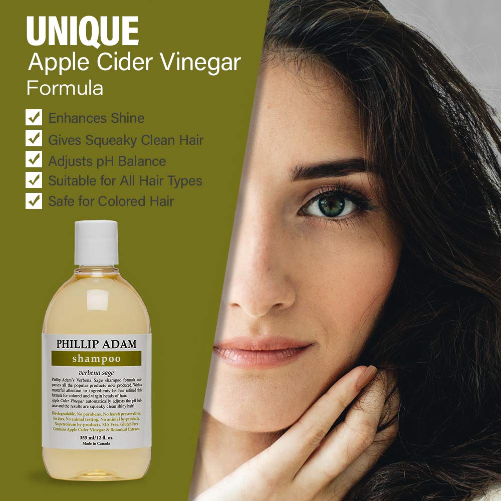 Phillip Adam Verbena Sage Shampoo – Sulfate Free, Paraben Free, All Hair Types, 12 Fl Oz