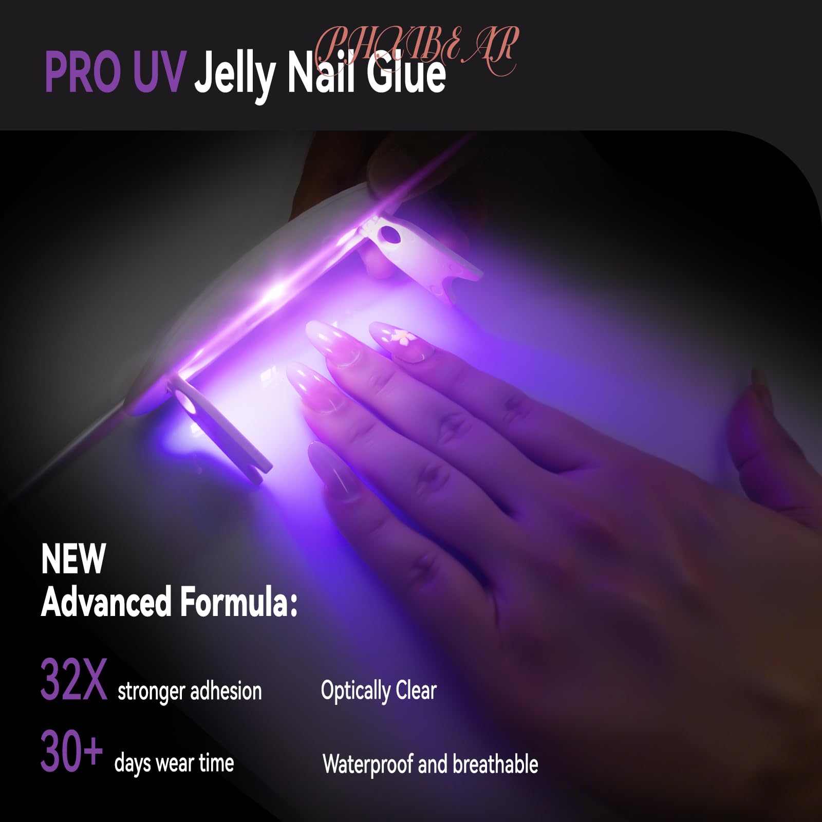 PHIXBEAR PRO UV Jelly Nail Adhesive Tabs – 288pcs, 32x Strong Hold, Ultra-Thin 0.3mm, Waterproof, 12 Sizes, Easy Removal