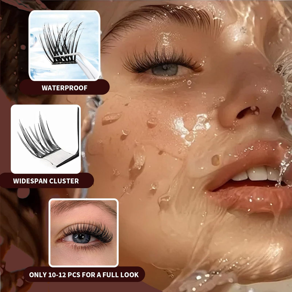 PHIXBEAR Self Adhesive Eyelashes – 120pcs No Glue Needed, Reusable 10–16mm Wispy Clusters