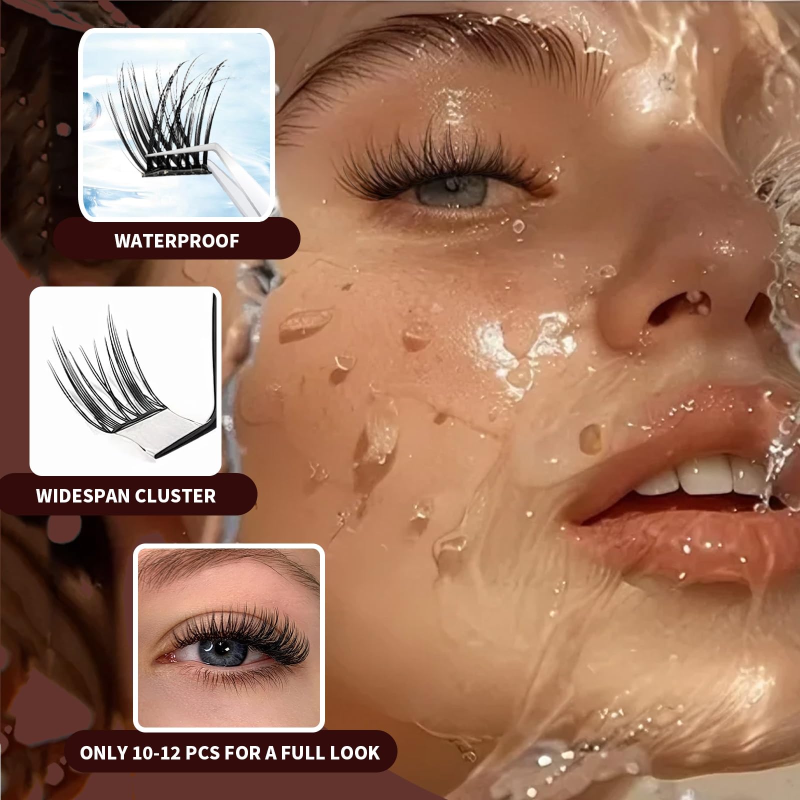 PHIXBEAR Self Adhesive Eyelashes – 120pcs No Glue Needed, Reusable 10–16mm Wispy Clusters
