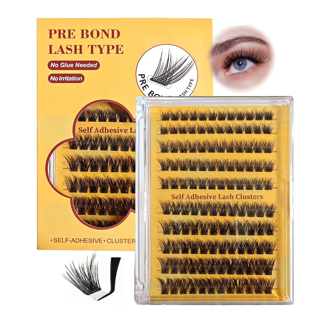 PHIXBEAR Self Adhesive Eyelashes – 120pcs No Glue Needed, Reusable 10–16mm Wispy Clusters