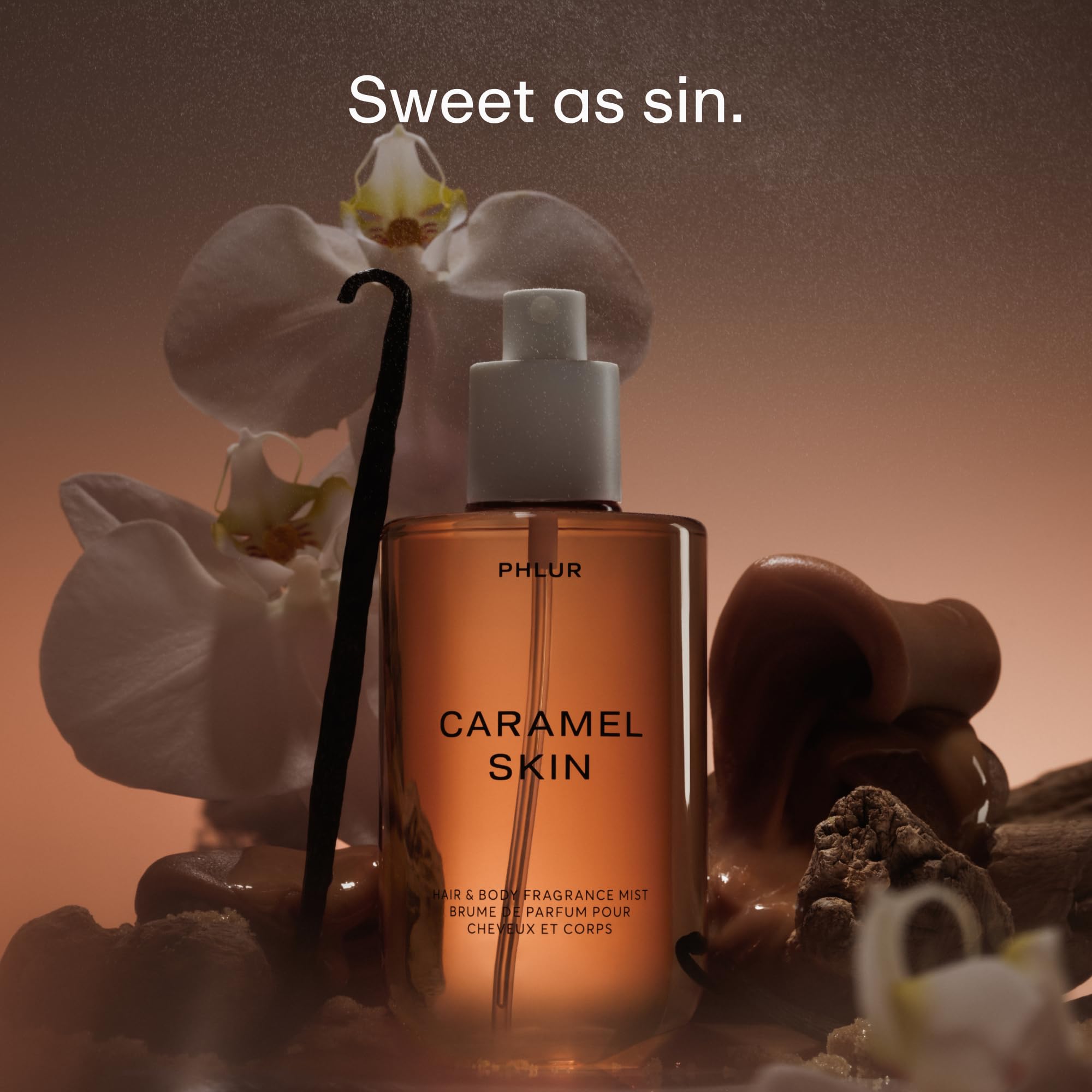 PHLUR Caramel Skin Body Mist – Hair & Body Fragrance with Vanilla & Bergamot (8 oz)