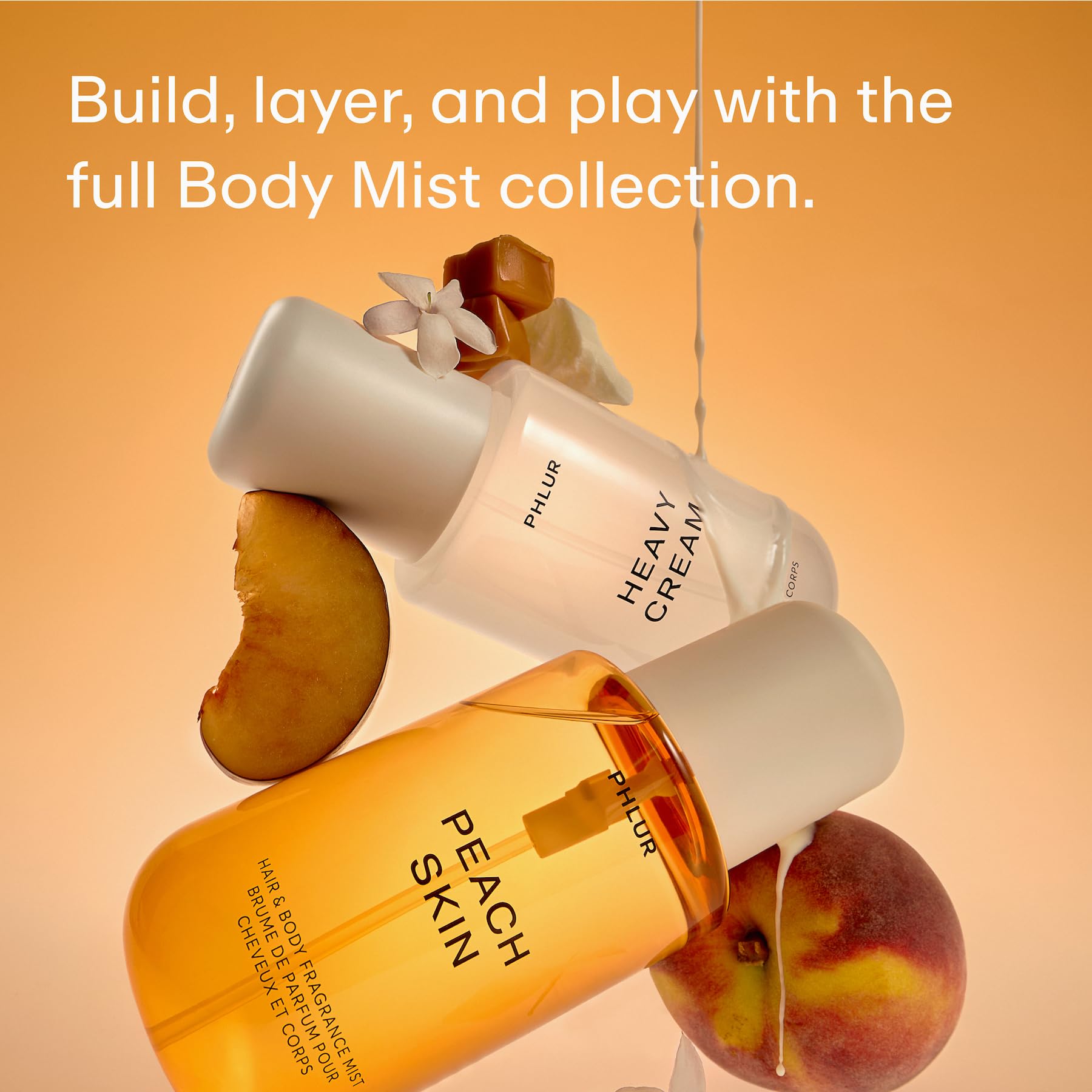 PHLUR Peach Skin Body Mist – Hair & Body Fragrance Spray with Peach, Plum, Bergamot, Milky Sandalwood & White Freesia | 8 Fl Oz