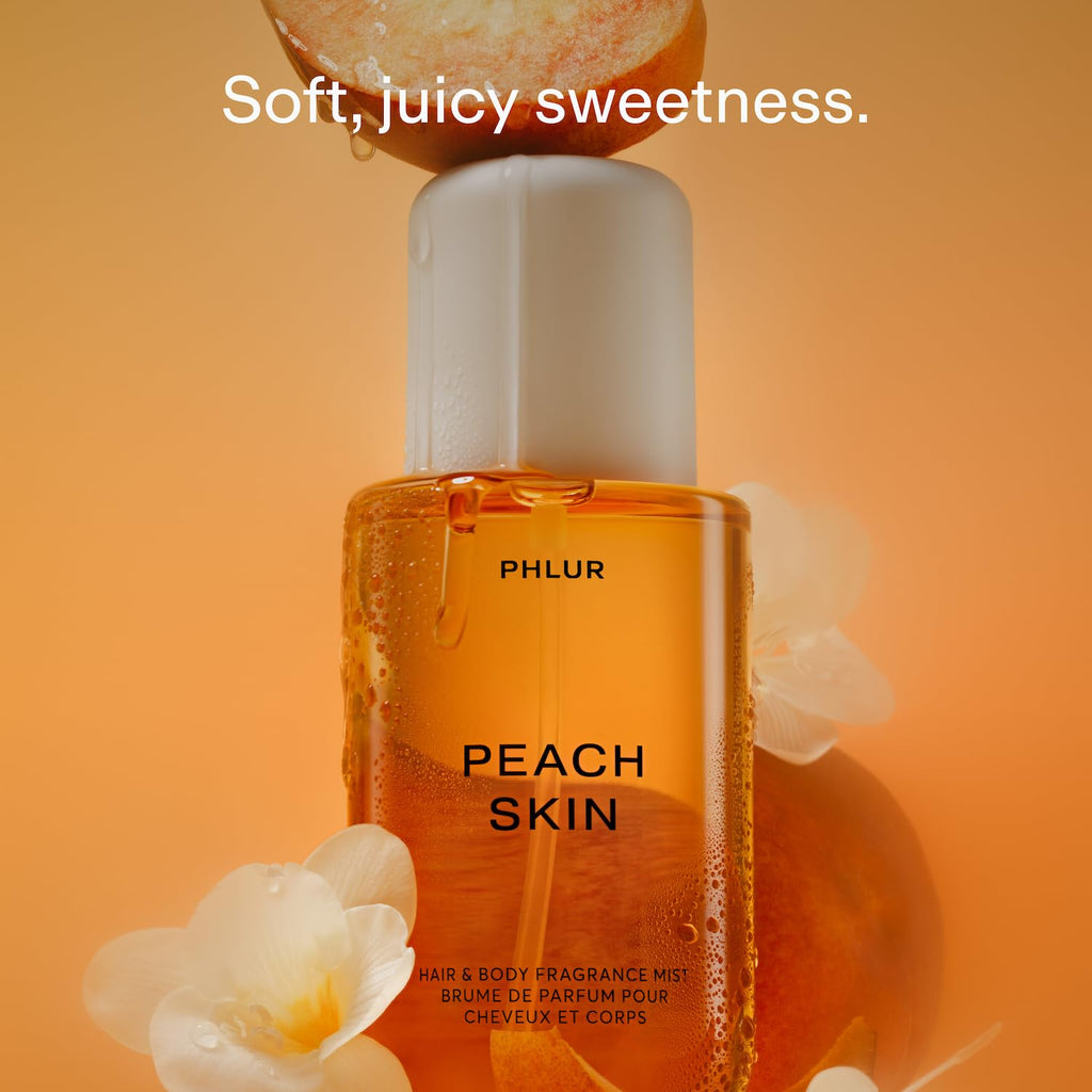PHLUR Peach Skin Body Mist – Hair & Body Fragrance Spray with Peach, Plum, Bergamot, Milky Sandalwood & White Freesia | 8 Fl Oz