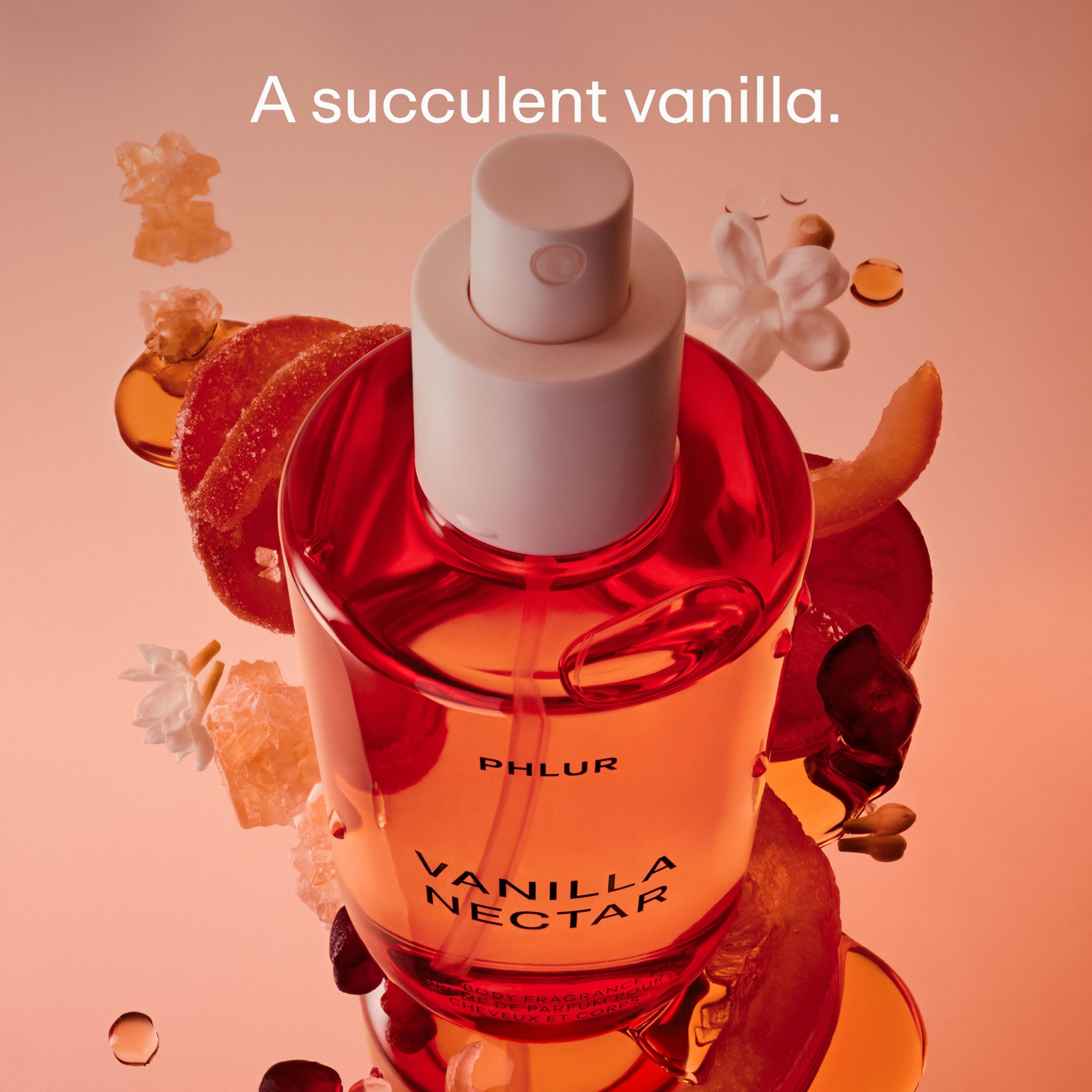 PHLUR Vanilla Nectar Body Mist – Hair & Body Fragrance with Papaya Nectar, Peach Blossom & Honeyed Amber (8 Fl Oz)