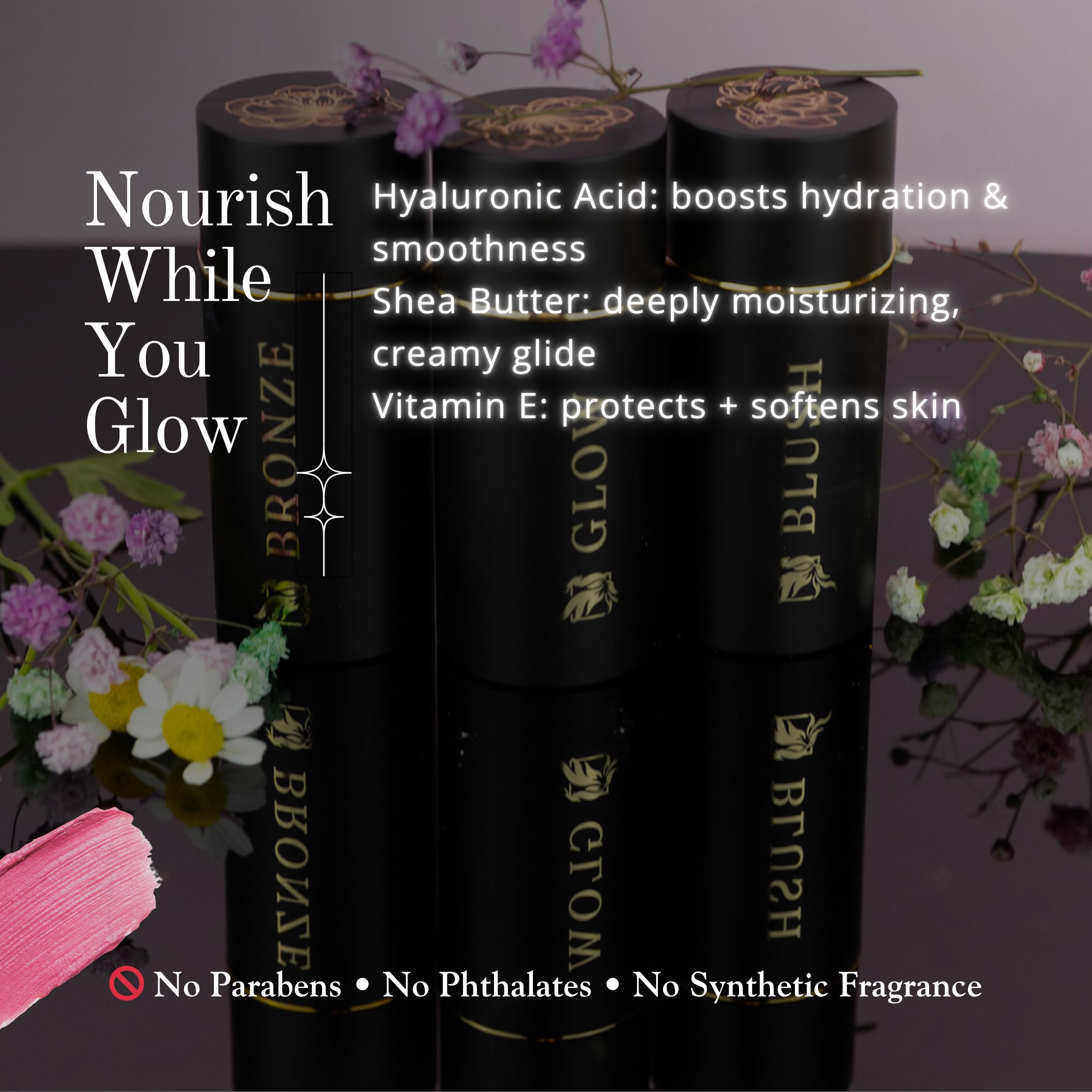 Phoenix Beauty Contour Trio: Cream Blush, Bronzer & Highlighter | Hydrating Buildable Formula | Twilight Gift Set