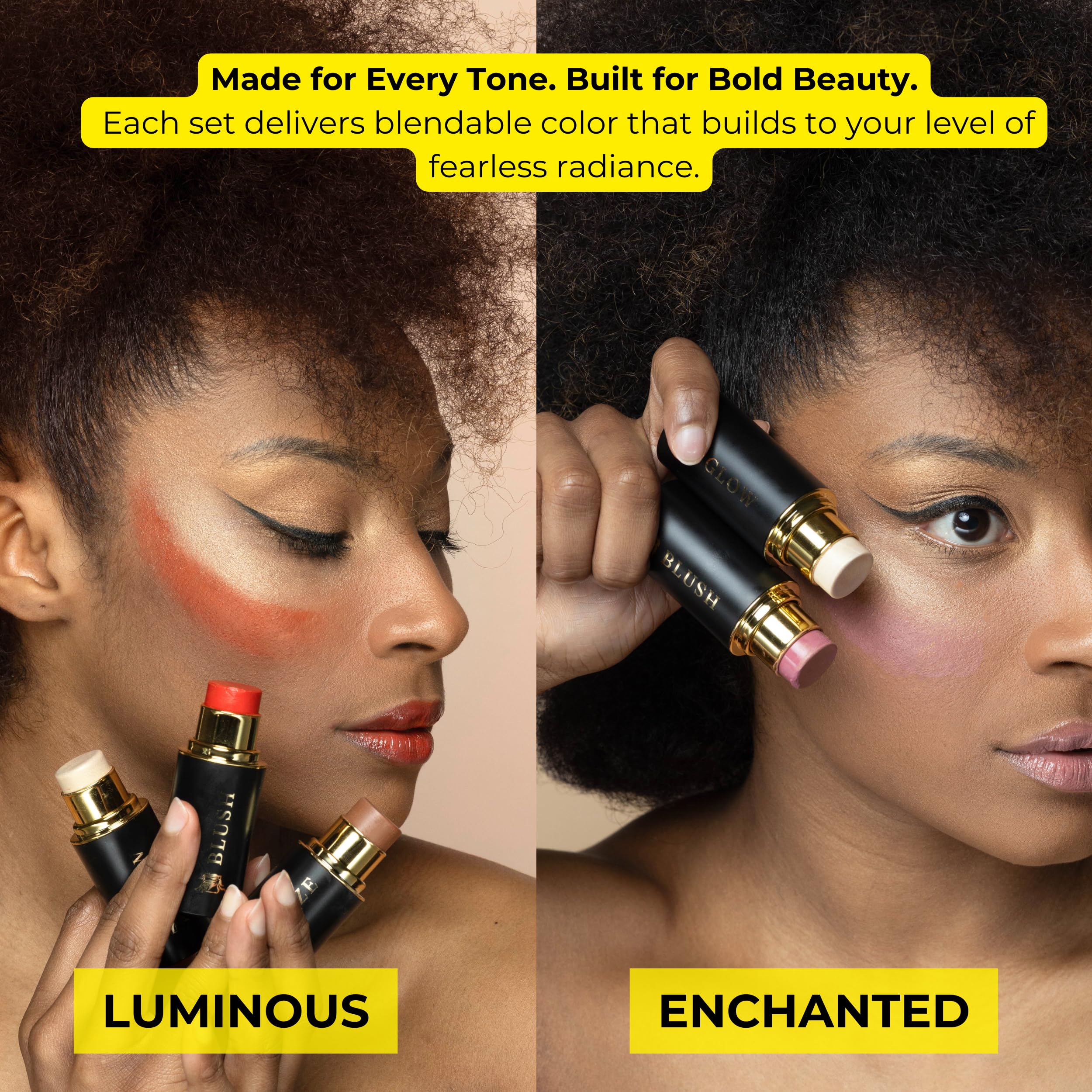 Phoenix Beauty Cream Contour Stick Set – Blush, Bronzer & Highlighter Trio | Hydrating, Buildable Pigment