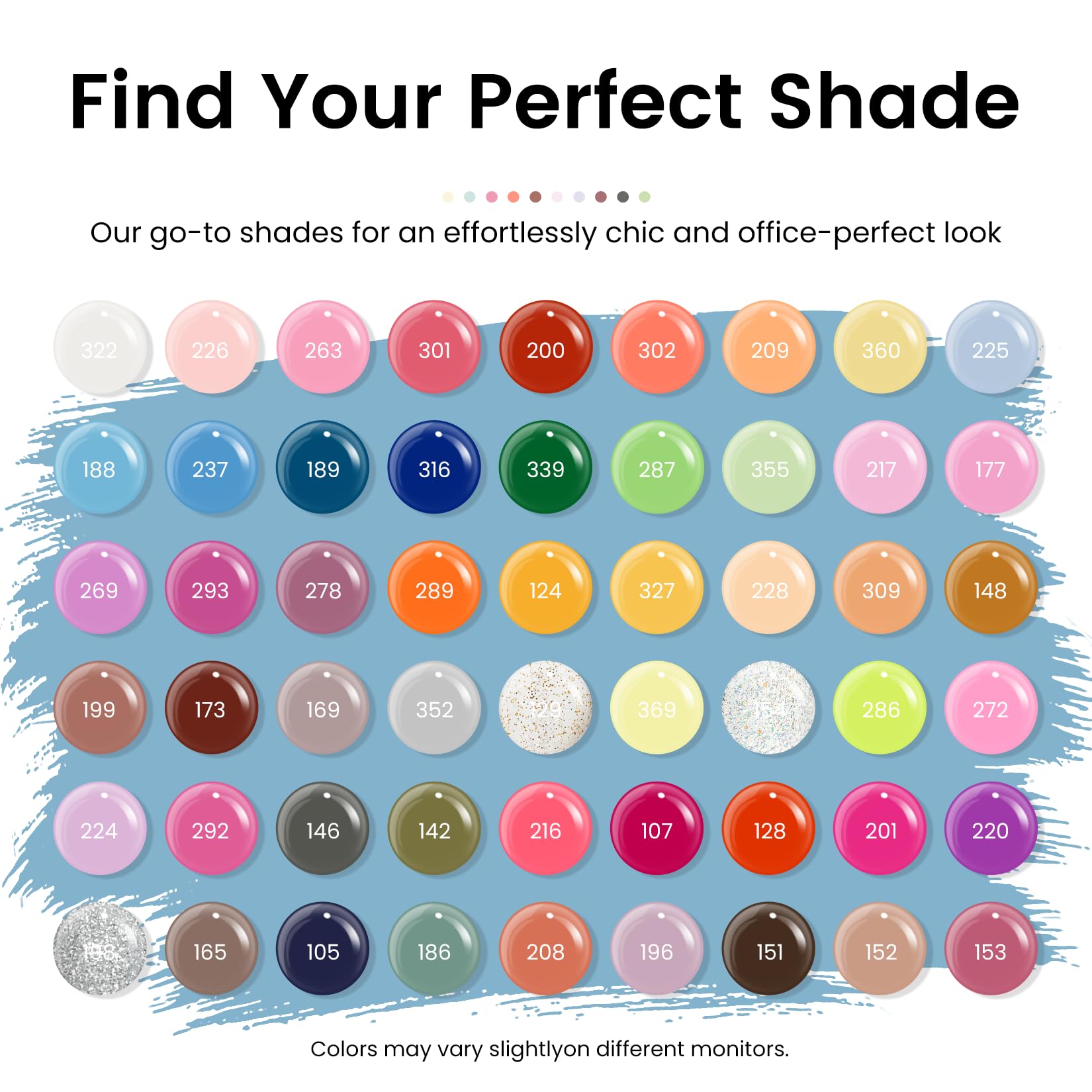 Phoenixy 60 Pcs Gel Nail Polish Set – 54 Colors with Base & Top Coats, Gift Box