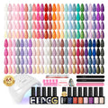 Phoenixy 65Pcs Gel Nail Kit with UV LED Lamp – 50 Colors, Base & Top Coat, Beginner Friendly