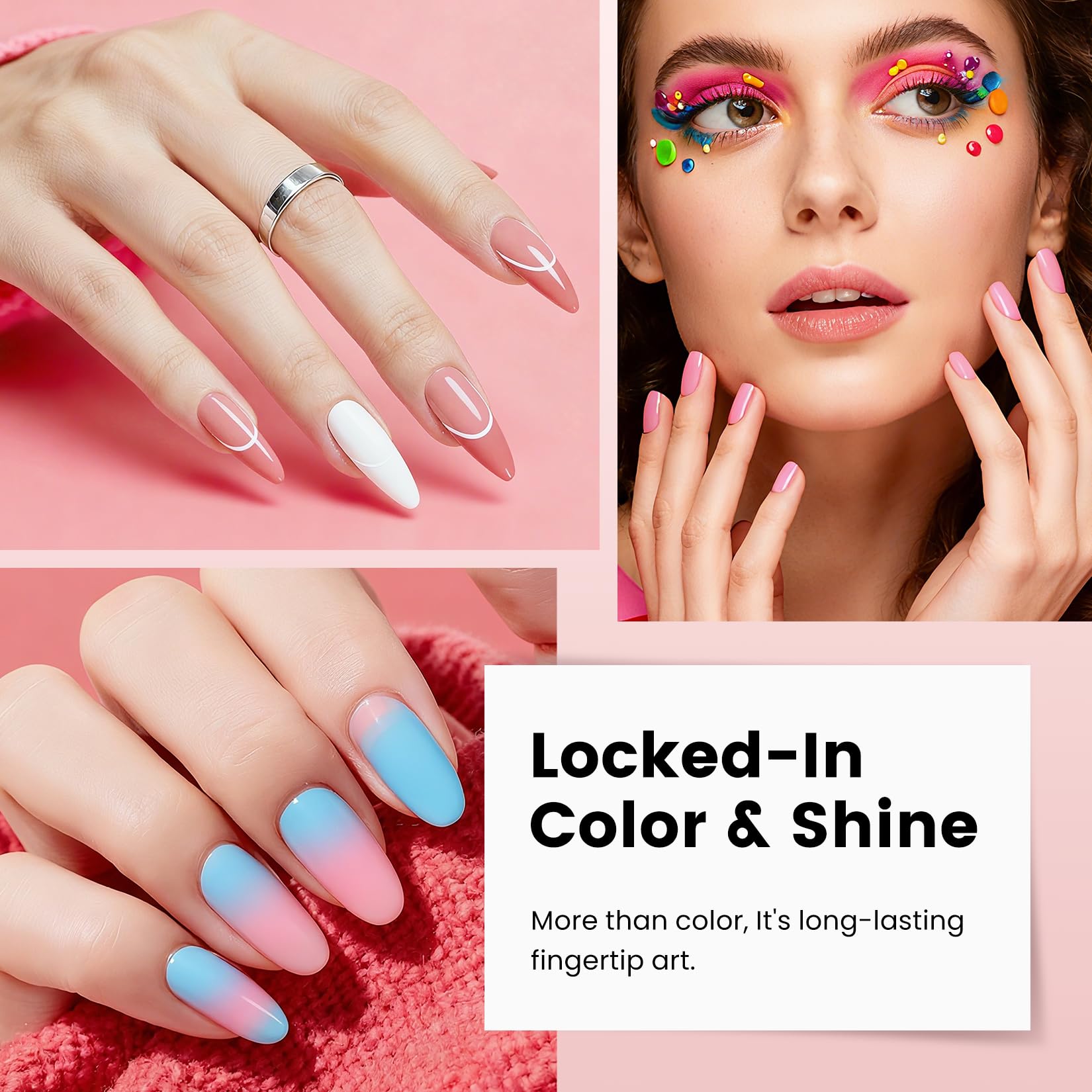 Phoenixy 71 Pcs Gel Nail Kit with UV Light — 55 Colors, 60 Bottles, Base & Top Coats, DIY Manicure Set