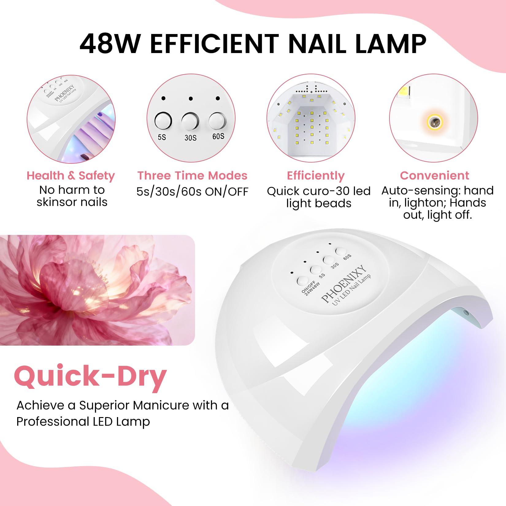 Phoenixy 53-Pcs Gel Nail Kit with UV Lamp & Drill – 35 Colors for At-Home Manicure