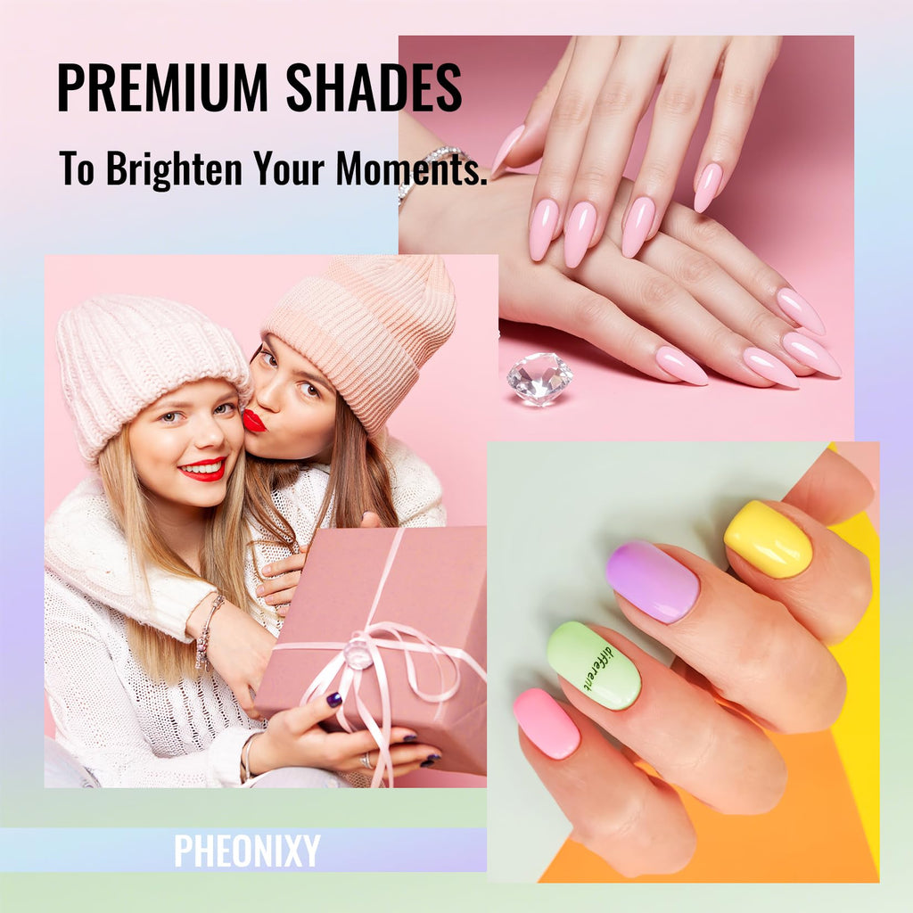 Phoenixy Gel Nail Polish Kit with UV Light — 64 Pcs, 45 Colors, All Seasons