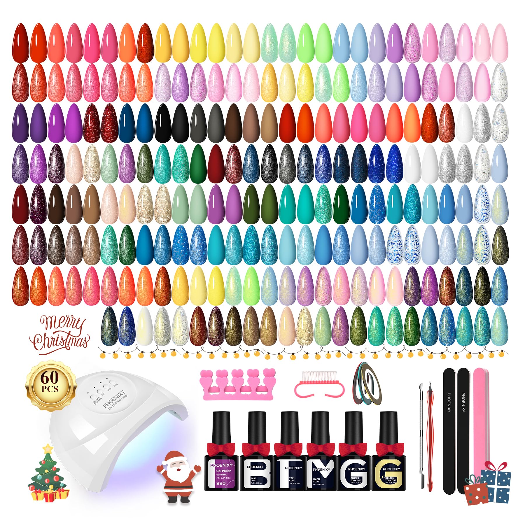 Phoenixy Gel Nail Polish Kit with UV Light – 55 Colors for DIY Manicures