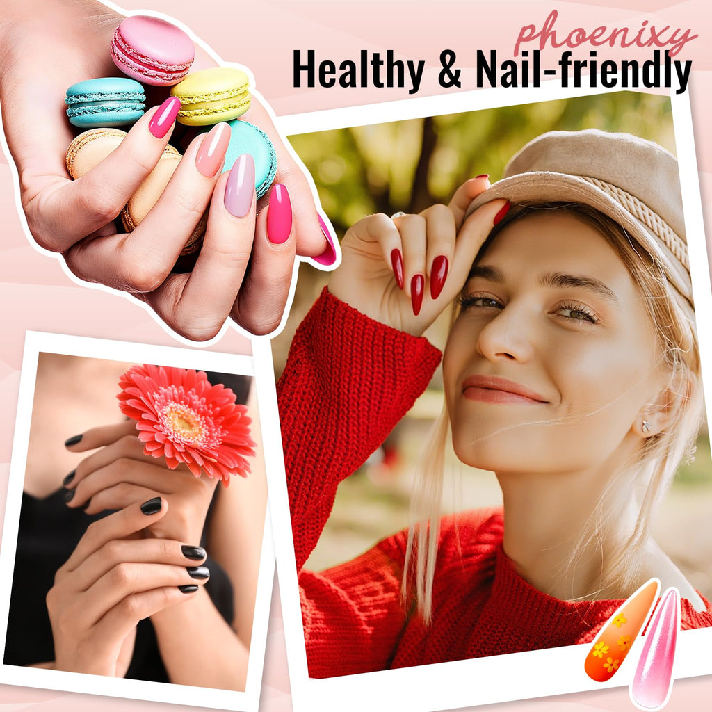 Phoenixy 44 Pcs Gel Nail Polish Set: 36 Colors + Base Coat & 4 Top Coats for All Seasons