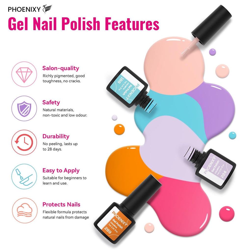 PHOENIXY 51-Pcs Gel Nail Polish Kit with 48W UV Light – ST9016