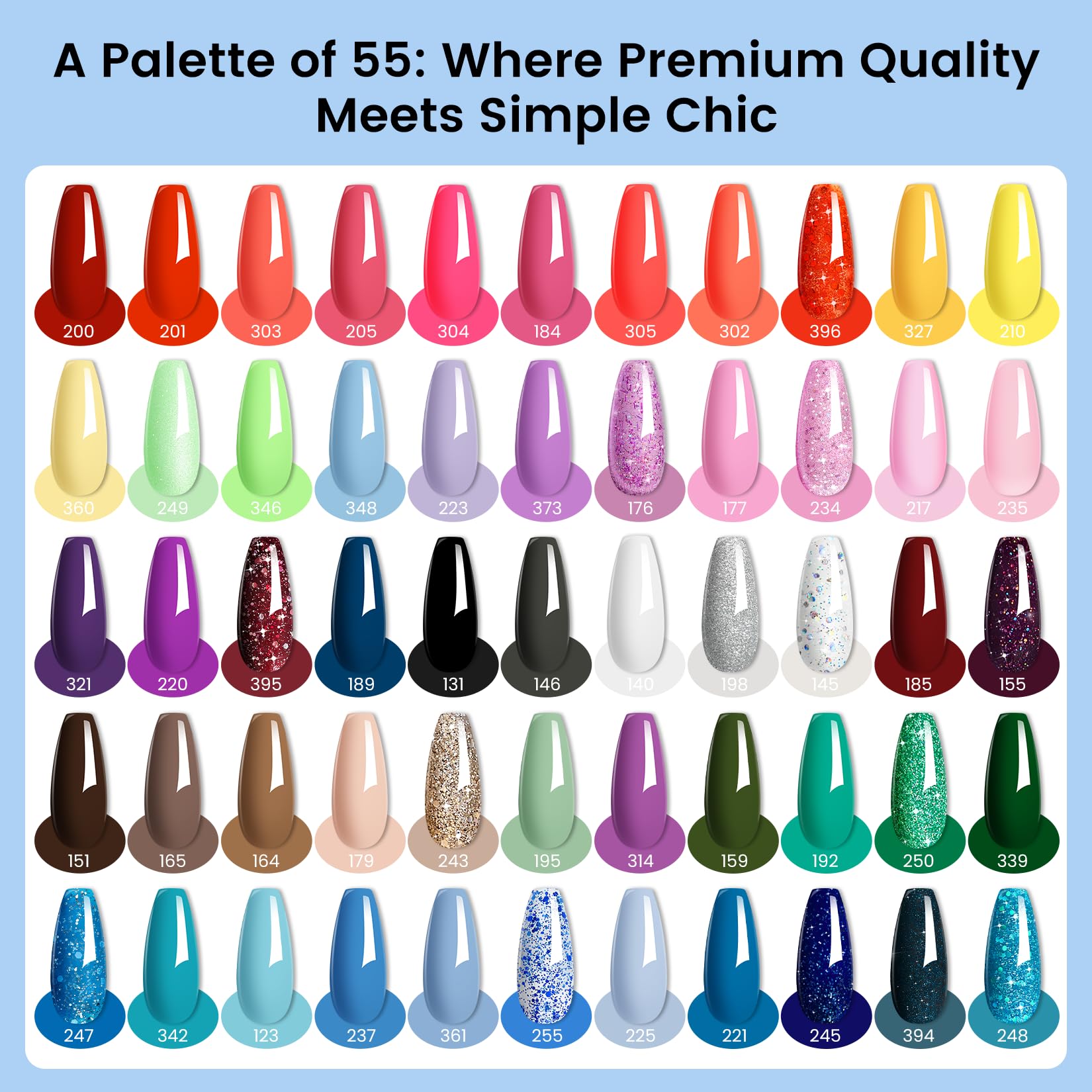 Phoenixy Gel Nail Polish Kit with UV Light – 55 Colors for DIY Manicures
