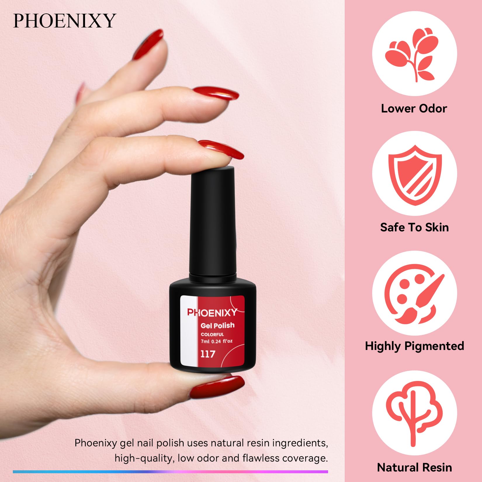Phoenixy Gel Nail Polish Set – 25 Colors + Base & Top Coats, All-Season UV Gel